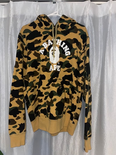 A BATHING APE 1St Camo College Pullover Hoodie "Yellow"