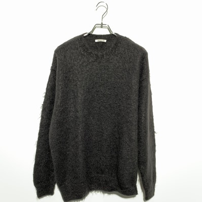 AURALEE Brushed Super Kid Mohair Knit P/O "Ink Black"