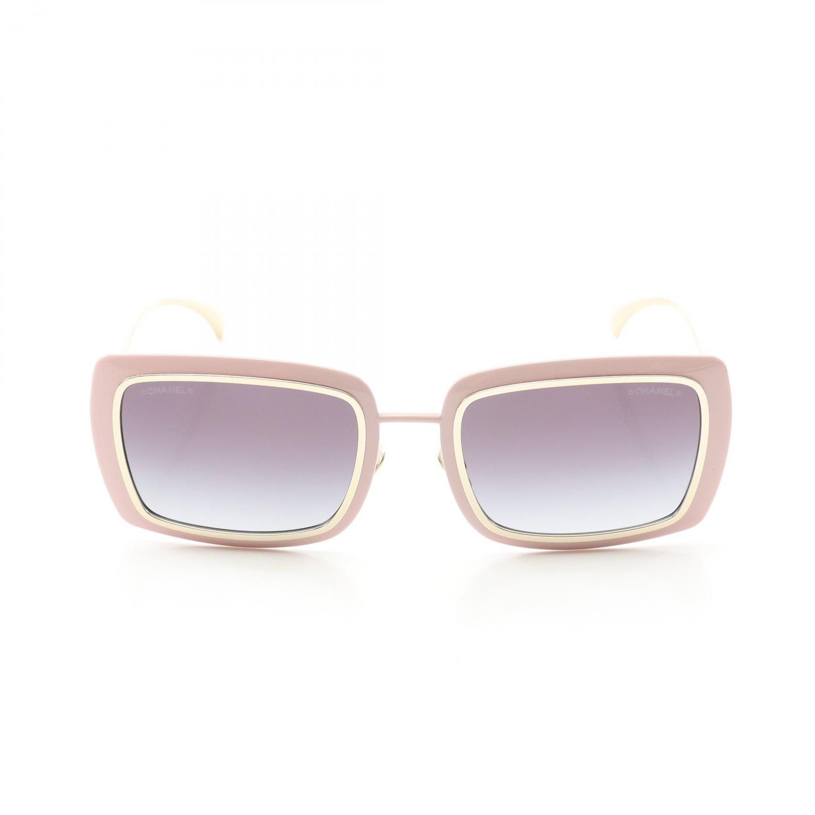 シャネル CHANEL レクタングル シェイプ サングラス 衣料品 GP / プラスチック レディース ピンク系 / ブラック系 【中古】