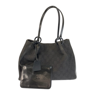 GUCCI グッチ ブラック 黒 シルバー金具 GGキャンバス レザー/ トートバッグ ショルダーバッグ 600710 【中古】