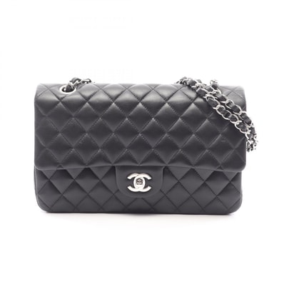 シャネル CHANEL マトラッセ Wフラップ ショルダーバッグ バッグ ラムスキン(羊革) レディース ブラック系 A01112 【中古】