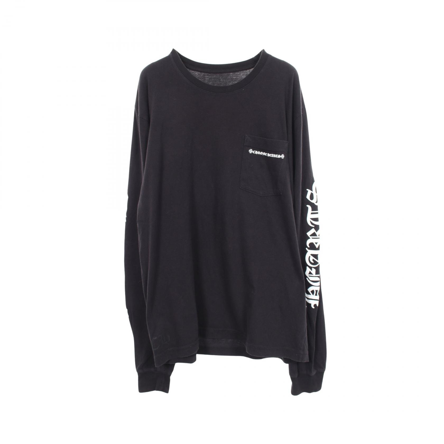 クロムハーツ CHROME HEARTS アームロゴ 長袖Tシャツ 衣料品 トップス コットン メンズ ブラック系 【中古】