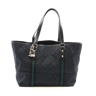 グッチ GUCCI GGキャンバス トートバッグ バッグ キャンバス レザー レディース ブラック系 / グリーン系 139260 【中古】