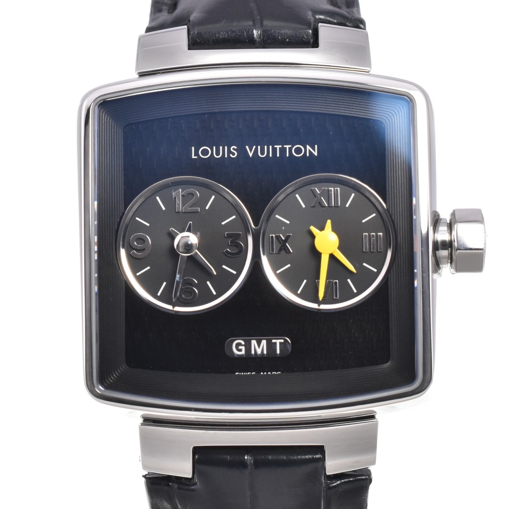 ルイ・ヴィトン LOUIS VUITTON Q237G タンブールスピーディ デイト ブラック クォーツ メンズ 美品 内箱付き 腕時計 E#147050