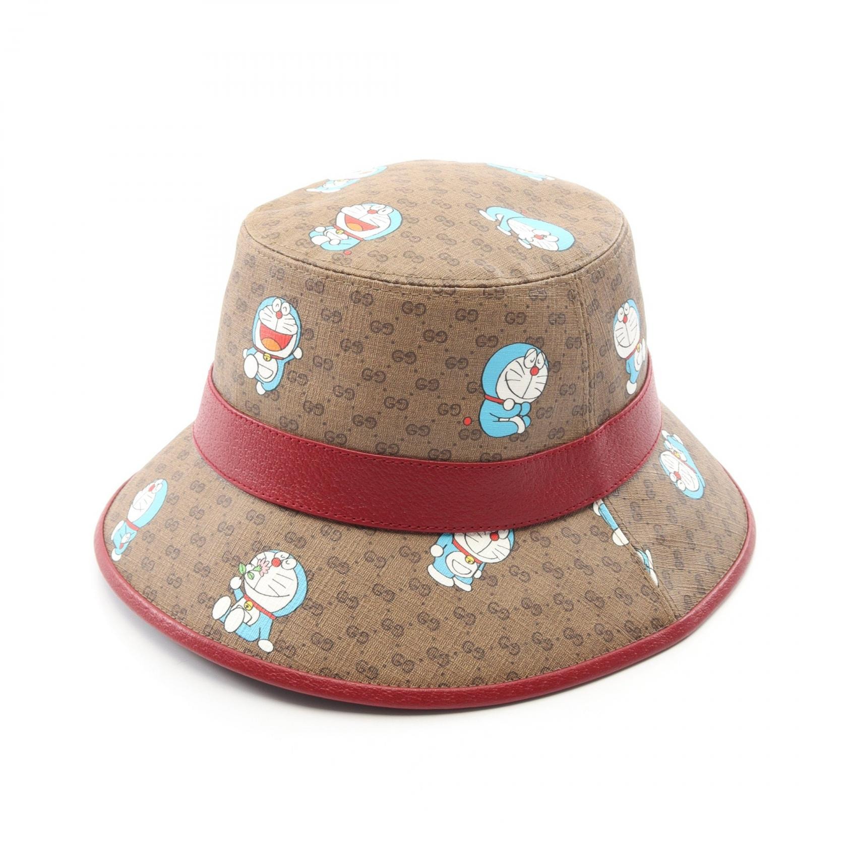 グッチ GUCCI GUCCI × ドラえもん ハット 帽子 レザー PVC レディース ブラウン系 / レッド系 / マルチカラー 648846 【中古】