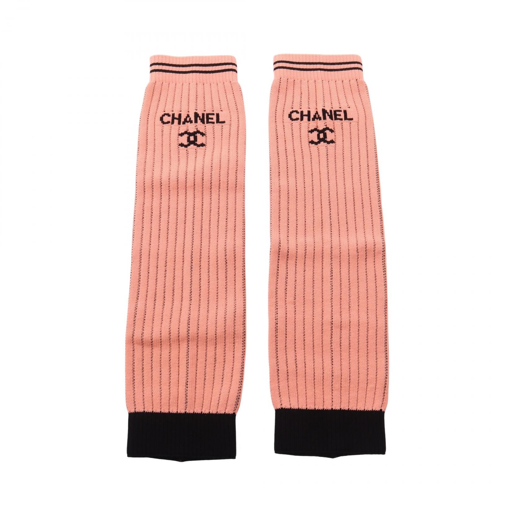 シャネル CHANEL ゲートル ココマーク レッグウォーマー アクセサリー レーヨン / ポリエステル レディース ピンク系 / ブラック系 【中古】
