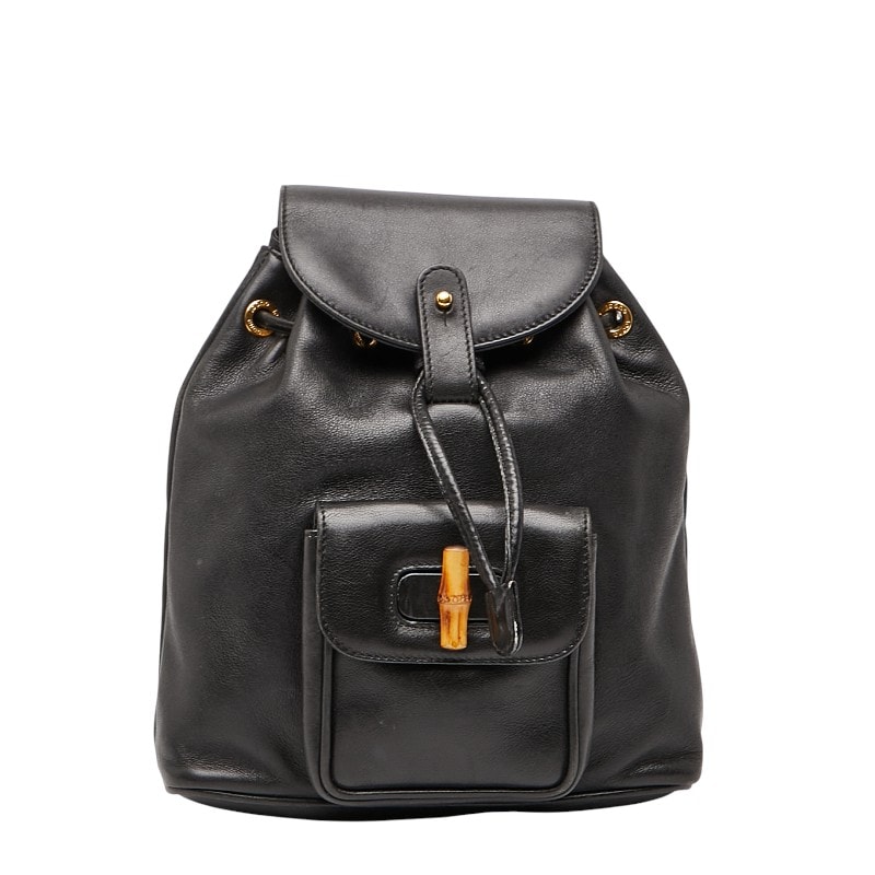 グッチ バンブー リュック バックパック 003 1705 0030 ブラック スウェード レザー レディース GUCCI 【中古】