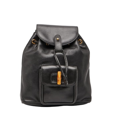 グッチ バンブー リュック バックパック 003 1705 0030 ブラック スウェード レザー レディース GUCCI 【中古】