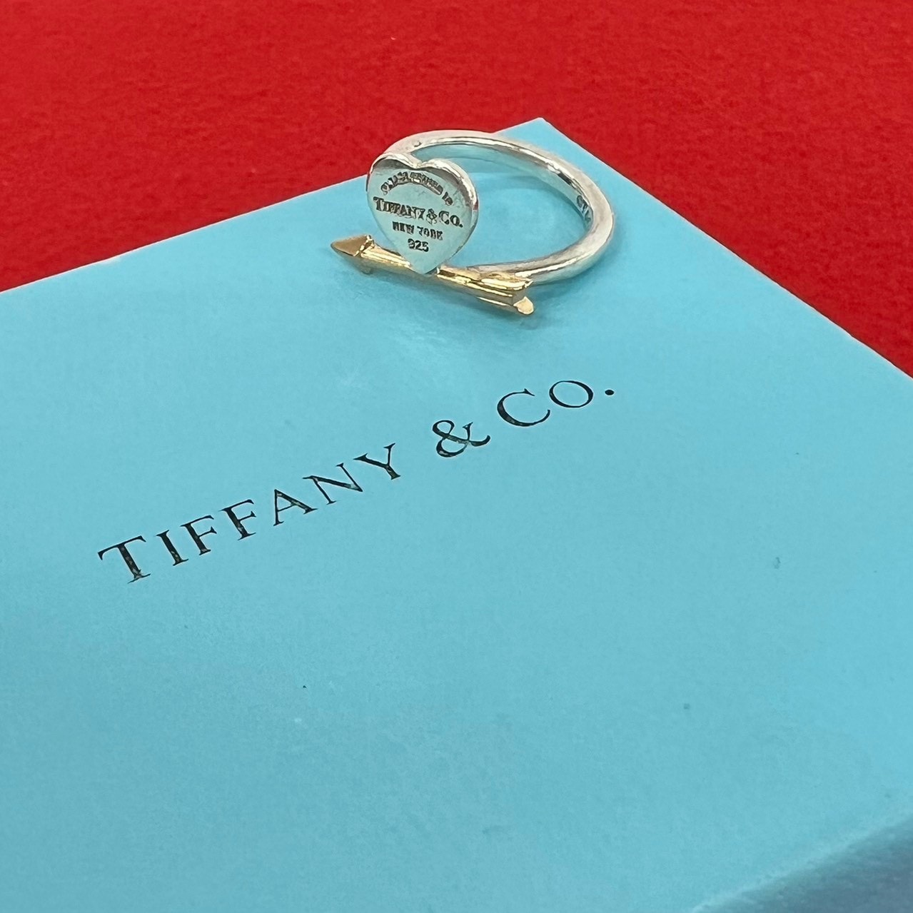 TIFFANY&Co. ティファニー リターントゥ ラブストラック ハートタグ リング シルバー925 K18ピンクゴールド リング・指輪 9号 シルバー
 31629