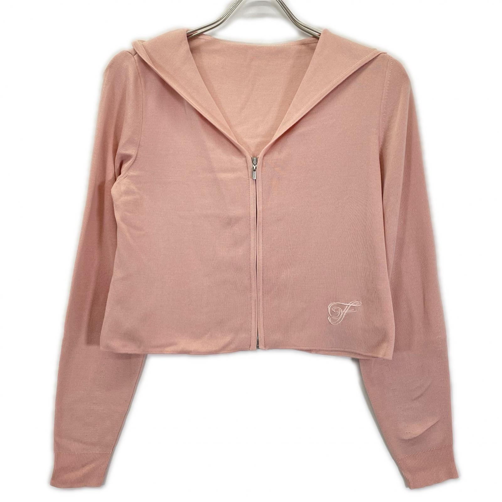 フォクシー 43379 23年 ピンク シルク100 Knit Parka Lena ニットパーカレナ 38
