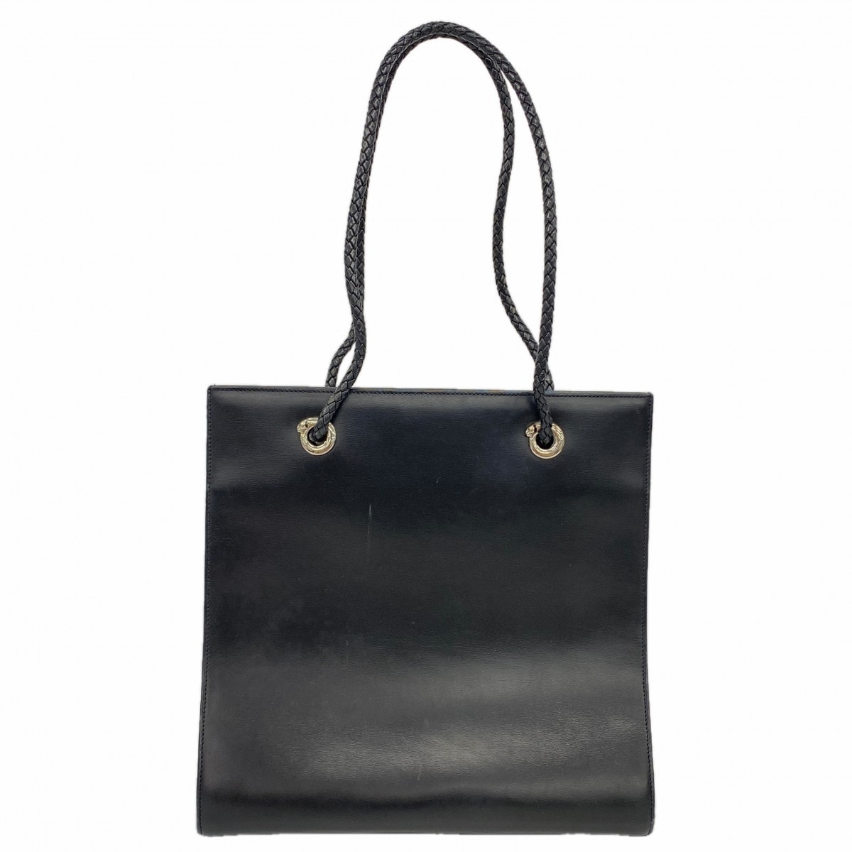 【6dd4944】カルティエ トートバッグ パンテール レザー ブラック シルバー金具【中古】レディース