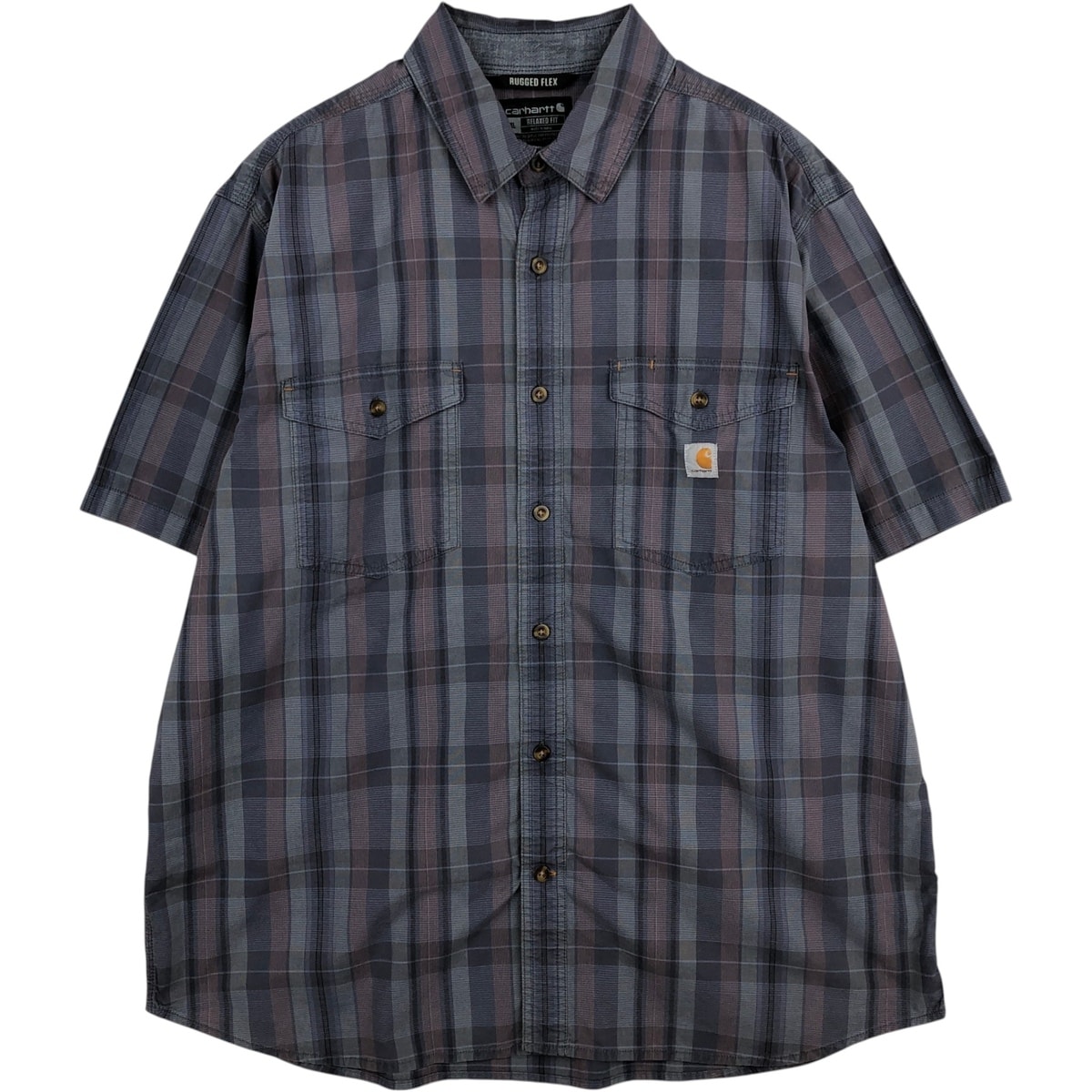 古着 カーハート Carhartt RUGGED FLEX RELAXED FIT チェック柄 半袖 ワークシャツ メンズXL相当/eaa623247