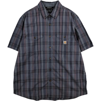 古着 カーハート Carhartt RUGGED FLEX RELAXED FIT チェック柄 半袖 ワークシャツ メンズXL相当/eaa623247