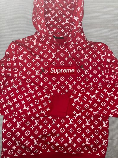 Supreme / Louis Vuitton Box Logo Hooded Sweatshirt "Red"