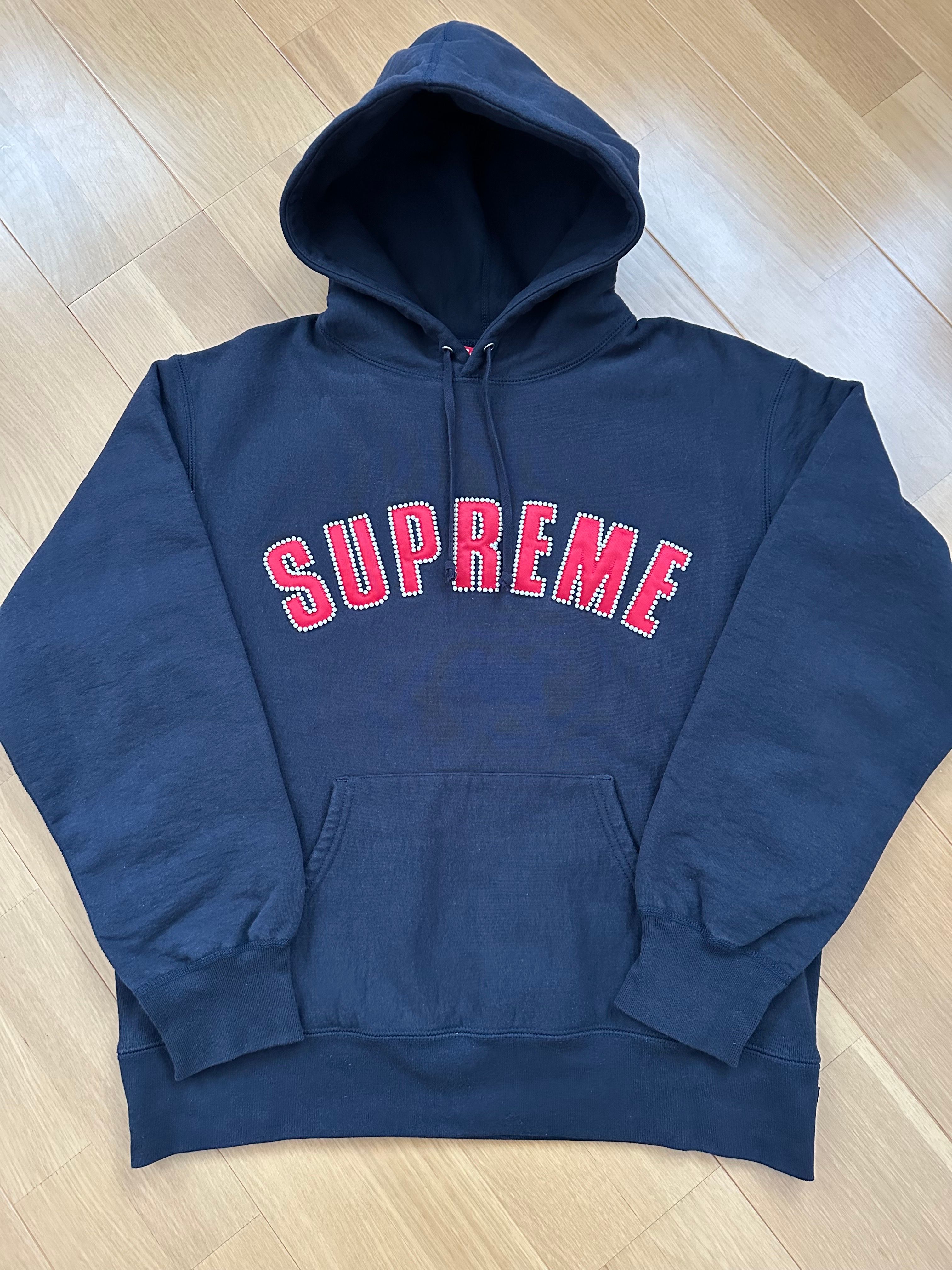 Supreme Pearl Logo Hooded Sweatshirt "Navy"