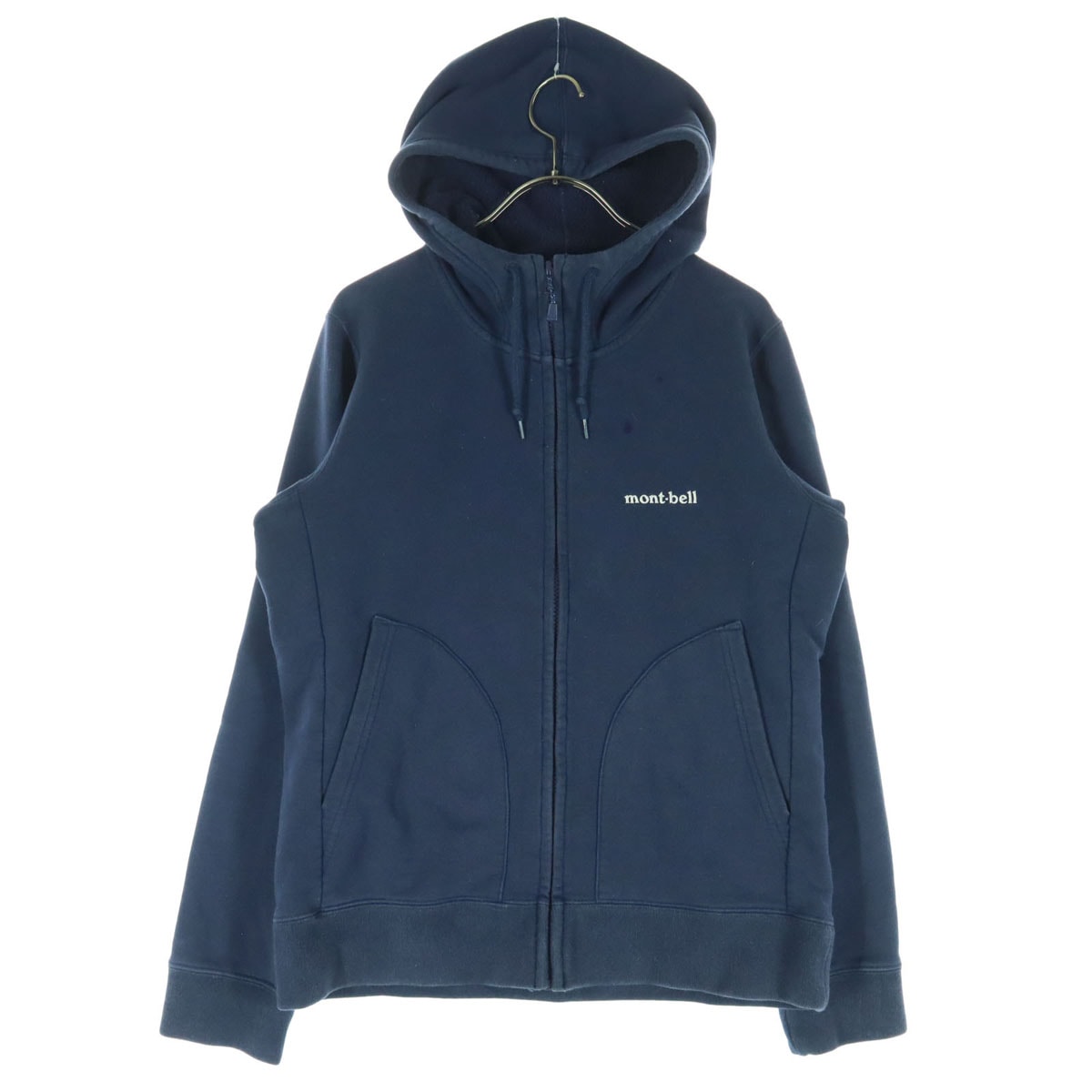 mont-bell モンベル 裏起毛 ワンポイントロゴ 長袖 ジップパーカー XL ネイビー