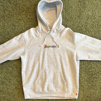 Supreme Bling Box Logo Hooded Sweatshirt "Ash Grey"