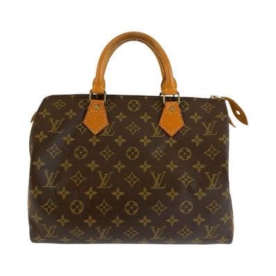 LOUIS VUITTON ルイヴィトン モノグラム スピーディ30 ブラウン ゴールド金具 PVC レザー/ ハンドバッグ ミニボストン 600848 【中古】