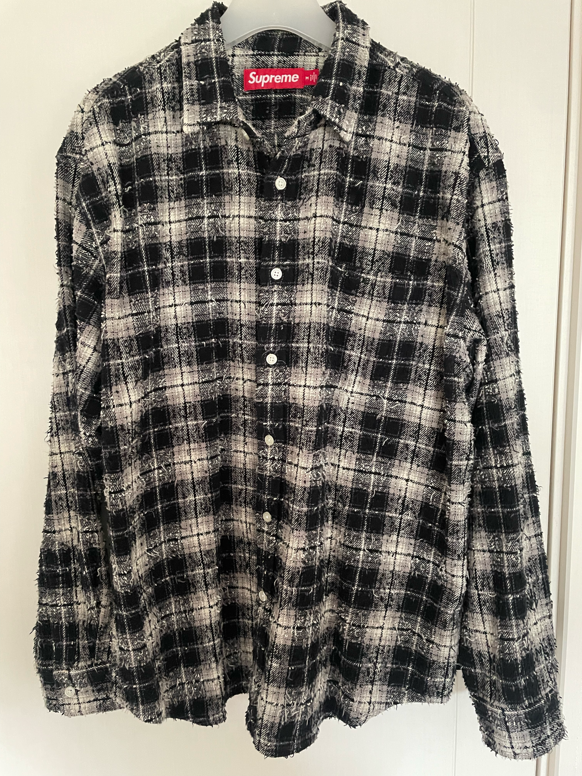 Supreme Frayed Textured Plaid Shirt "Black"