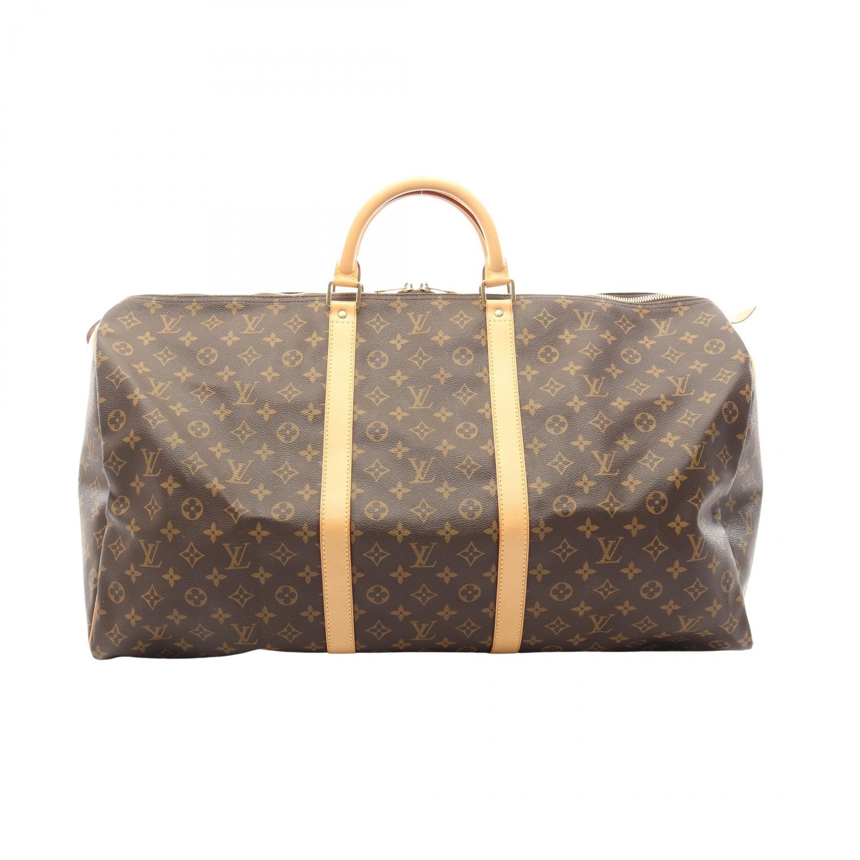 ルイ・ヴィトン LOUIS VUITTON キーポル60 ボストンバッグ バッグ PVCコーティングキャンバス レザー モノグラム メンズ レディース ブラウン系 M41422 【中古】