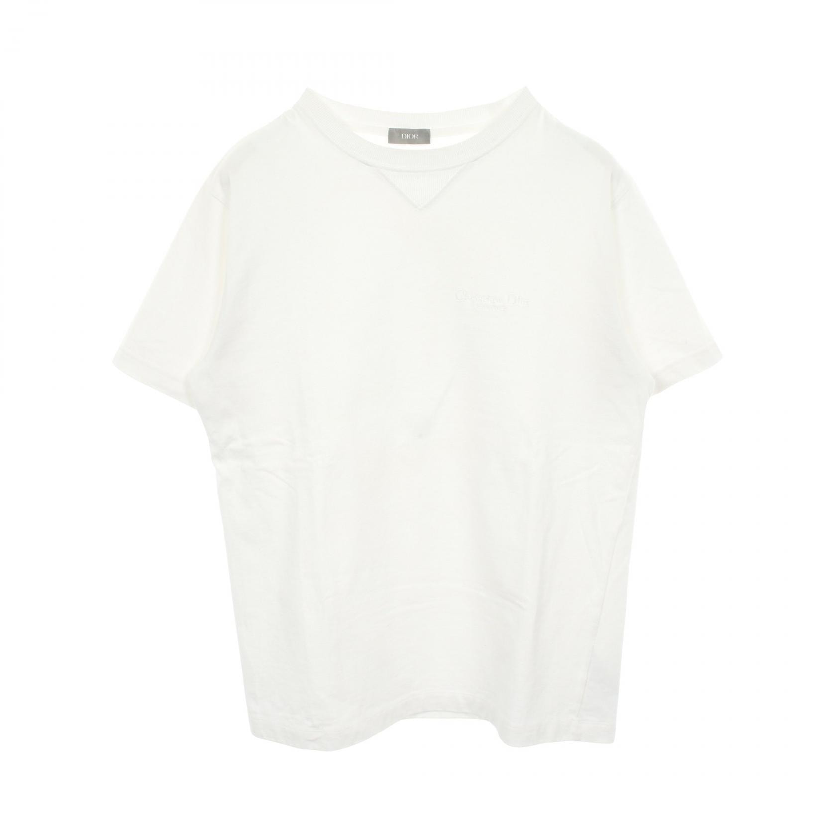 ディオール Dior ロゴ刺繍 半袖Tシャツ 衣料品 トップス コットン メンズ ホワイト系 【中古】