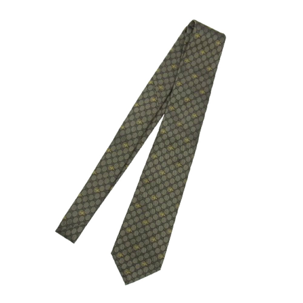 GUCCI グッチ ネクタイ 545078 4E002 Bee GG総柄 ビー シルク ネクタイ ブラウン系 ゴールド系【美品】【中古】