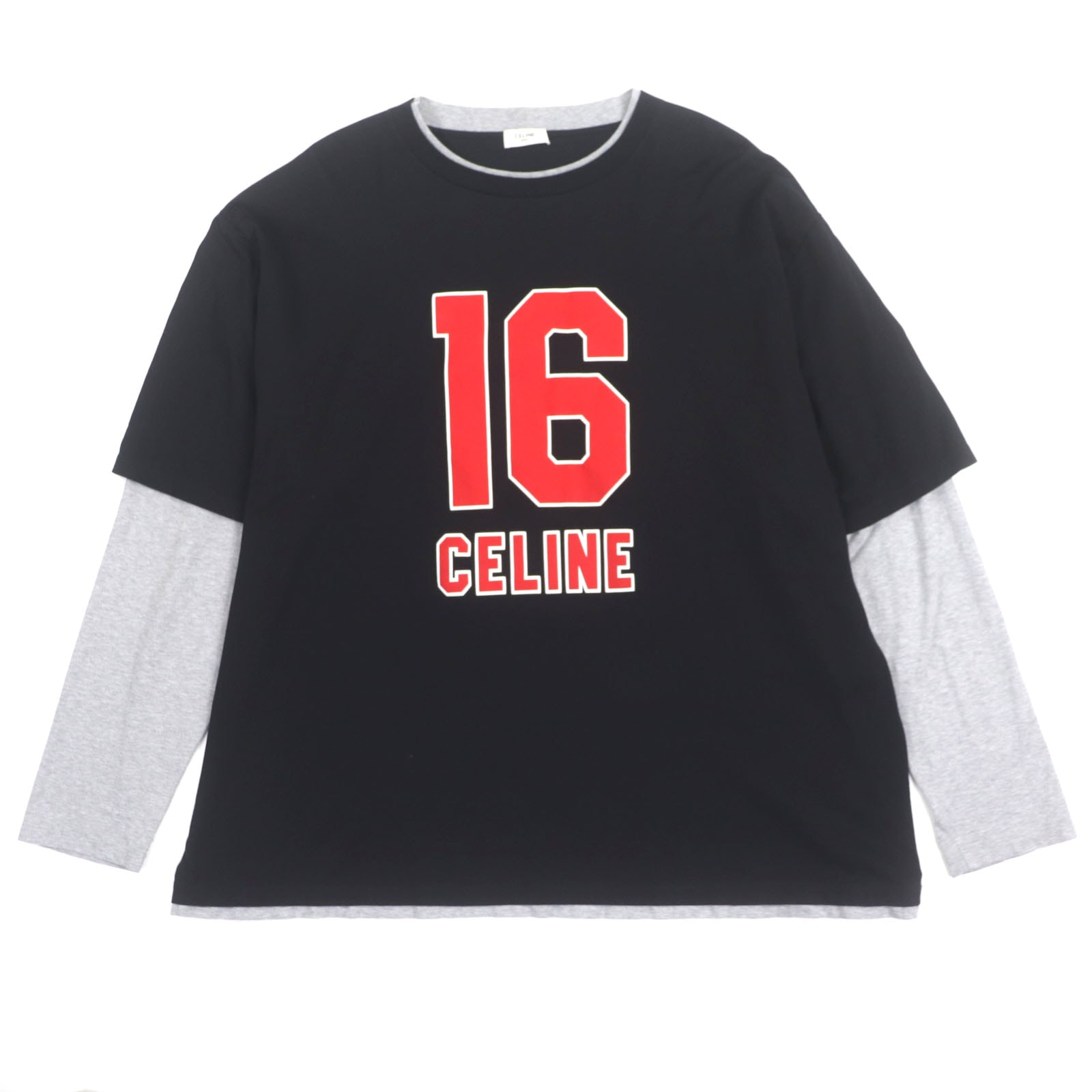 美品 セリーヌ 長袖Tシャツ ブラック メンズ XL 2X87E671Q