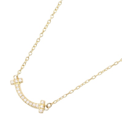 ティファニー TIFFANY&CO Tスマイル ミニ ダイヤ ネックレス ネックレス ジュエリー K18(イエローゴールド) ダイヤモンド レディース ゴールド系 / クリア系 62617683 【中古】