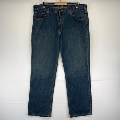 古着 カーハート Carhartt デニム パンツ Gパン ワーク ジーパン ワンポイントロゴ ストレート W40×L32 ブルー系 メンズ