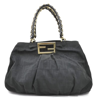 フェンディ FENDI ショルダーバッグ ズッカ ミア ナイロンキャンバス/パテントレザー ブラック ゴールド レディース 2415-8BR616【中古】 e61252k