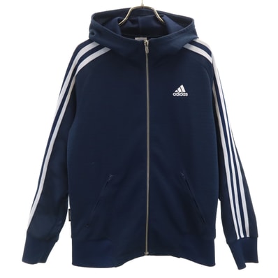 adidas アディダス 長袖 ジップパーカー M ネイビー
