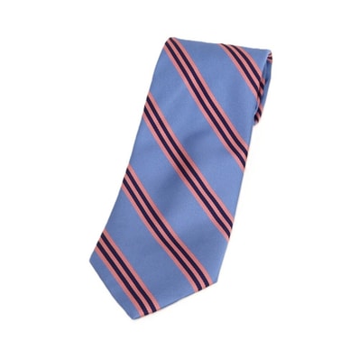 【中古】ブルックスブラザーズ Brooks Brothers MAKERS シルク ストライプ柄ネクタイ ライトブルーxピンク【メンズ】