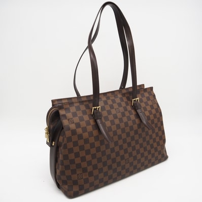 LOUIS VUITTON ルイ・ヴィトン ダミエ チェルシー N51119 ハンドバッグ ブラウン コーティングキャンバス レザー レディース