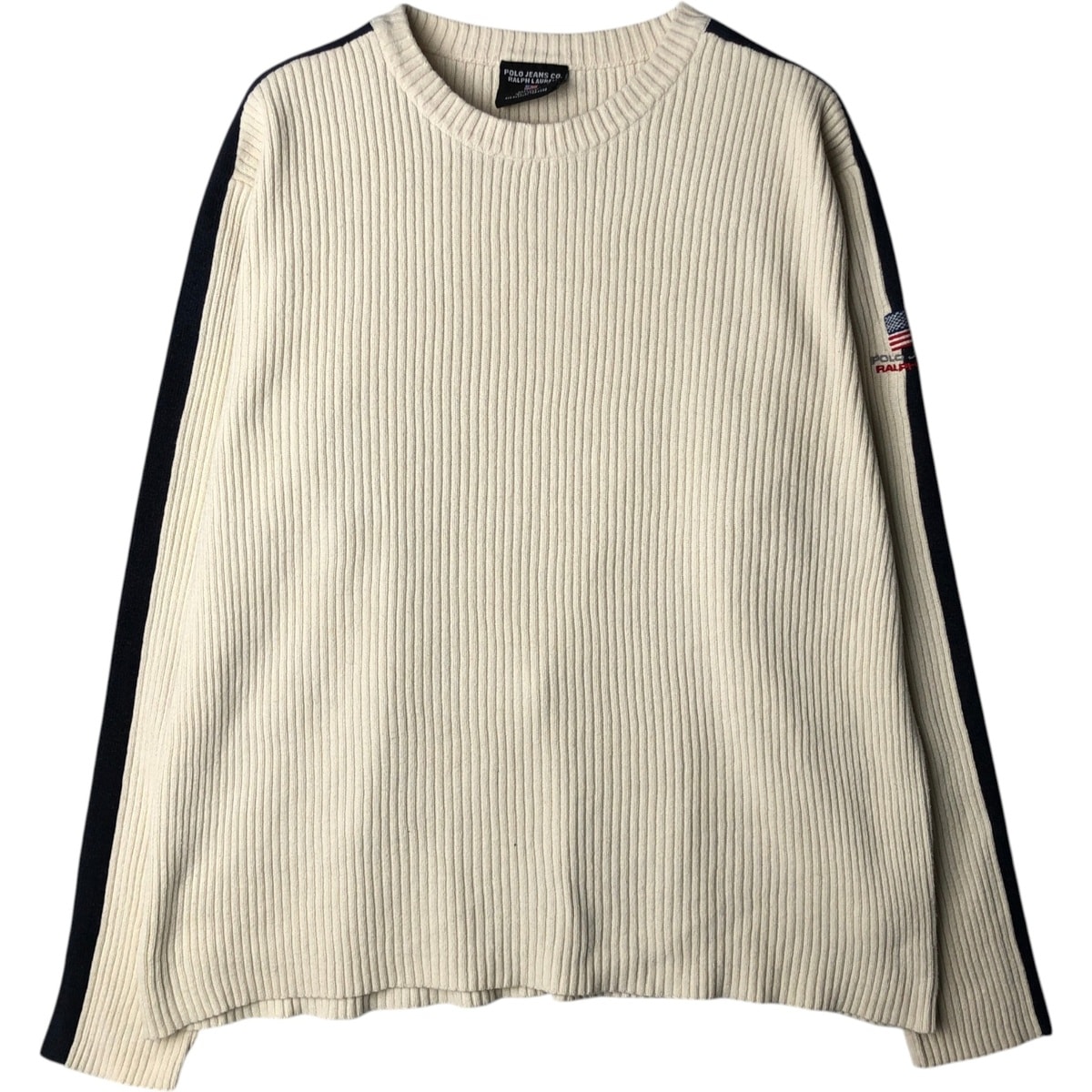 古着 ラルフローレン Ralph Lauren POLO JEANS COMPANY リブ編み コットンニットセーター メンズL相当/eaa627519