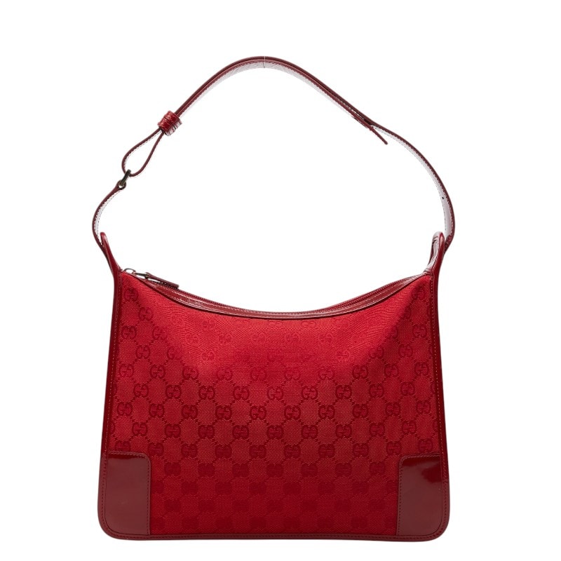 グッチ GGキャンバス ワンショルダーバッグ 001 4205 レッド キャンバス パテントレザー レディース GUCCI 【中古】