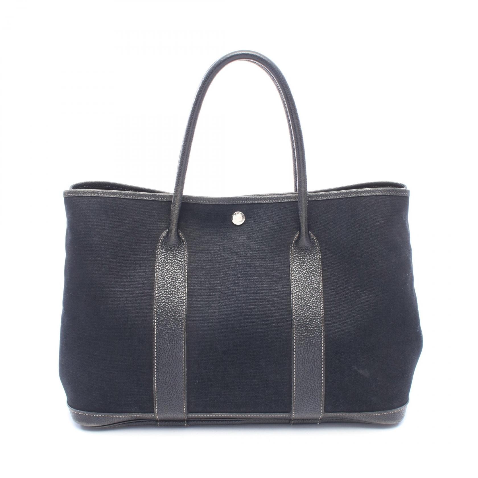 エルメス HERMES ガーデンパーティPM トートバッグ バッグ レザー トワルオフィシエ トワルオフィシエ □J刻印(2006年製造) レディース ブラック系 【中古】