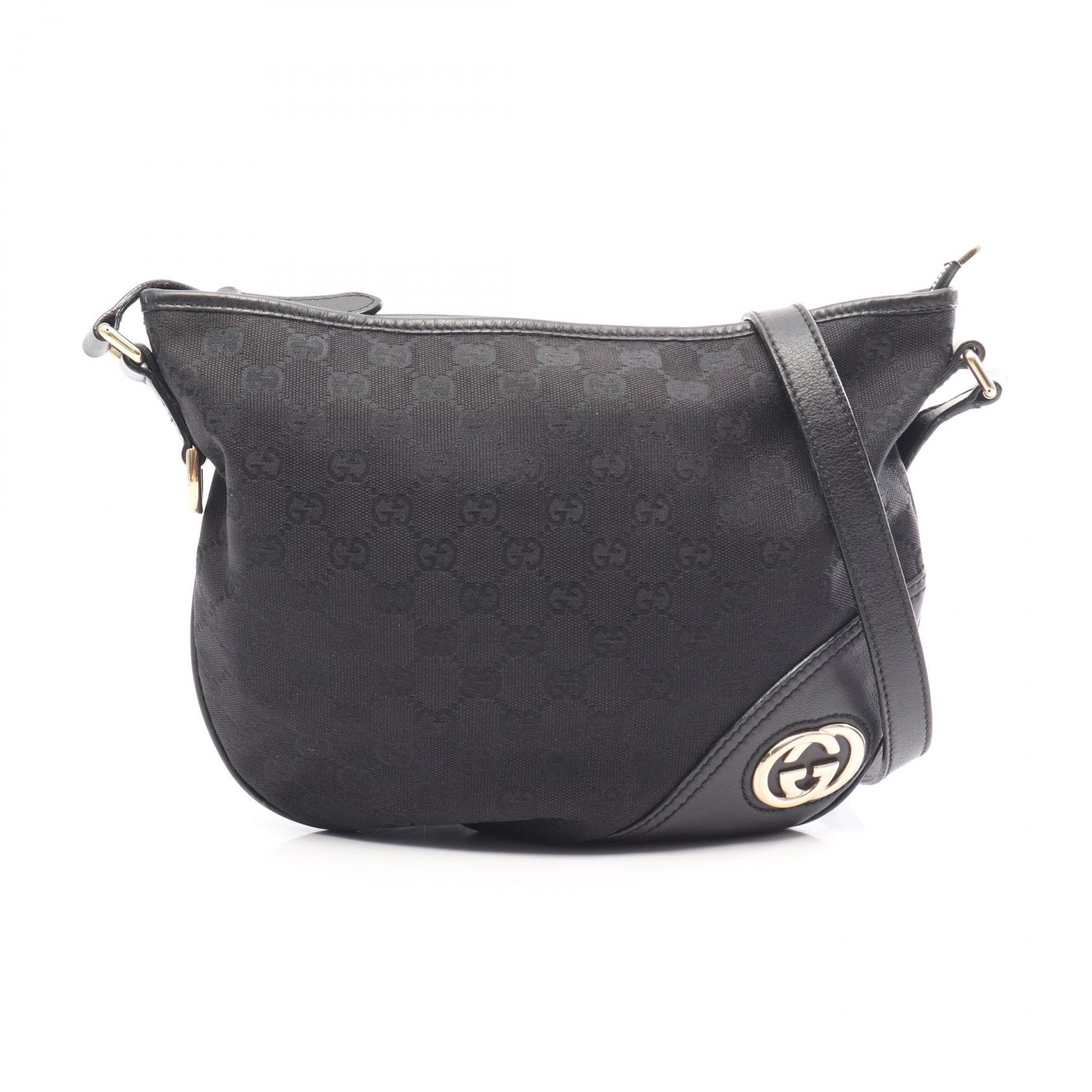 グッチ GUCCI GGキャンバス ショルダーバッグ バッグ キャンバス レザー レディース ブラック系 169998 【中古】