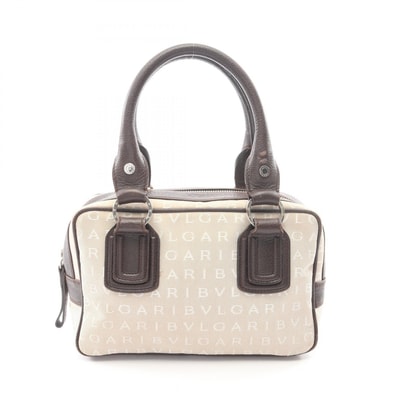ブルガリ BVLGARI ロゴマニア ハンドバッグ バッグ キャンバス レザー レディース ベージュ系 / ブラウン系 【中古】