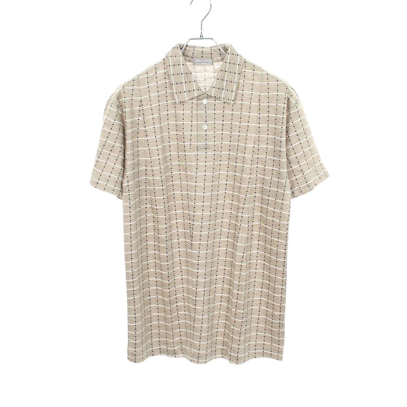 コムデギャルソンオム COMME des GARCONS HOMME ドット ストライプ柄 ポロシャツ 衣料品 トップス ファブリック コットン メンズ ベージュ系 / ホワイト系 / ブラック系 HT-020280 【中古】