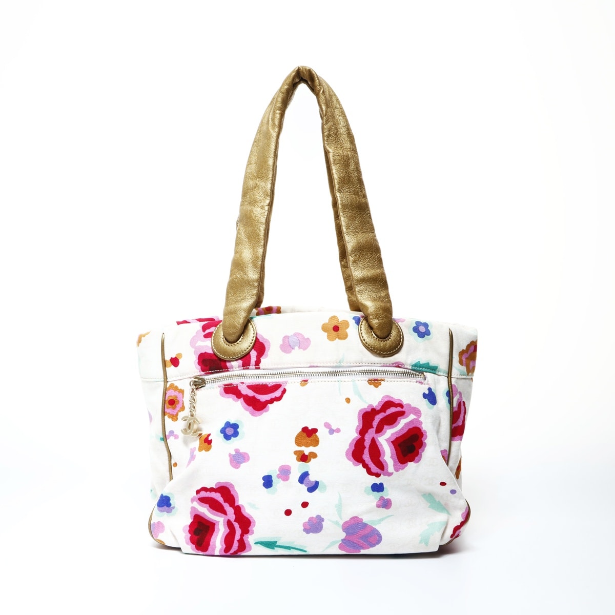 シャネル CHANEL 9番台 2004-2005 キャンバス 花柄 トートバッグ【中古】
