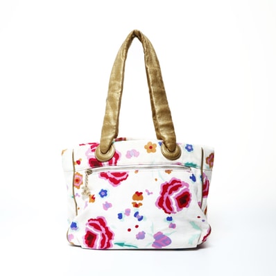 シャネル CHANEL 9番台 2004-2005 キャンバス 花柄 トートバッグ【中古】