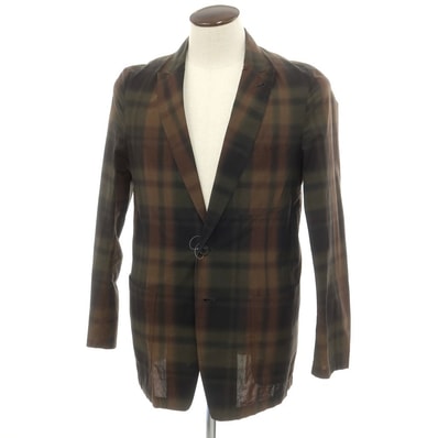 【中古】ドリスヴァンノッテン DRIES VAN NOTEN コットン チェック 2つボタン カジュアルジャケット ブラックxブラウン【サイズ48】【メンズ】