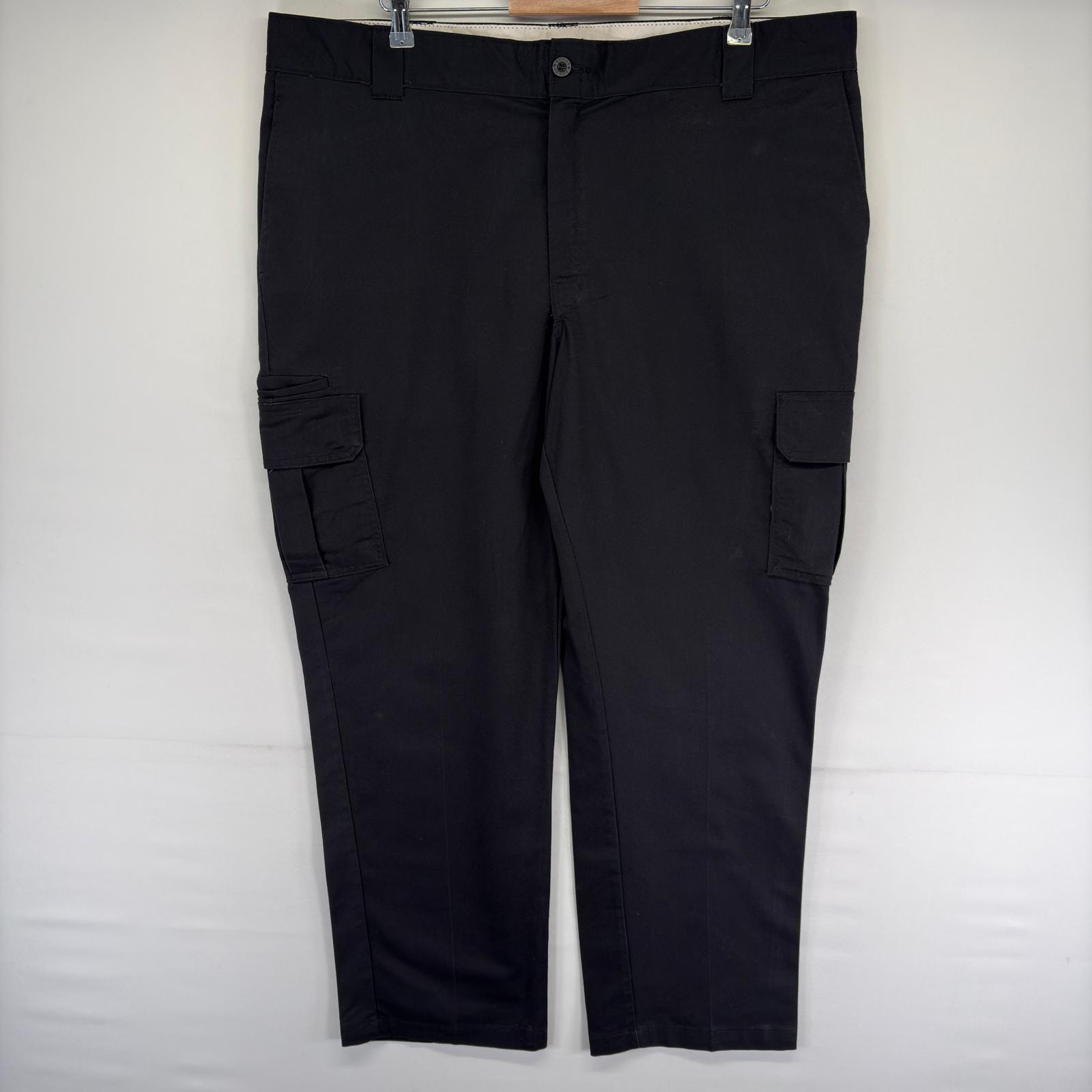 古着 ディッキーズ Dickies パンツ カーゴパンツ ワンポイントロゴ ジッパーフライ 大きいサイズ W44 L32  ブラック系 メンズ