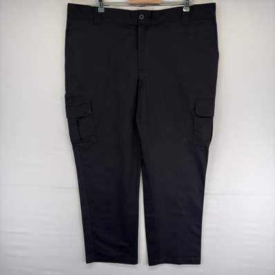 古着 ディッキーズ Dickies パンツ カーゴパンツ ワンポイントロゴ ジッパーフライ 大きいサイズ W44 L32 ブラック系 メンズ
