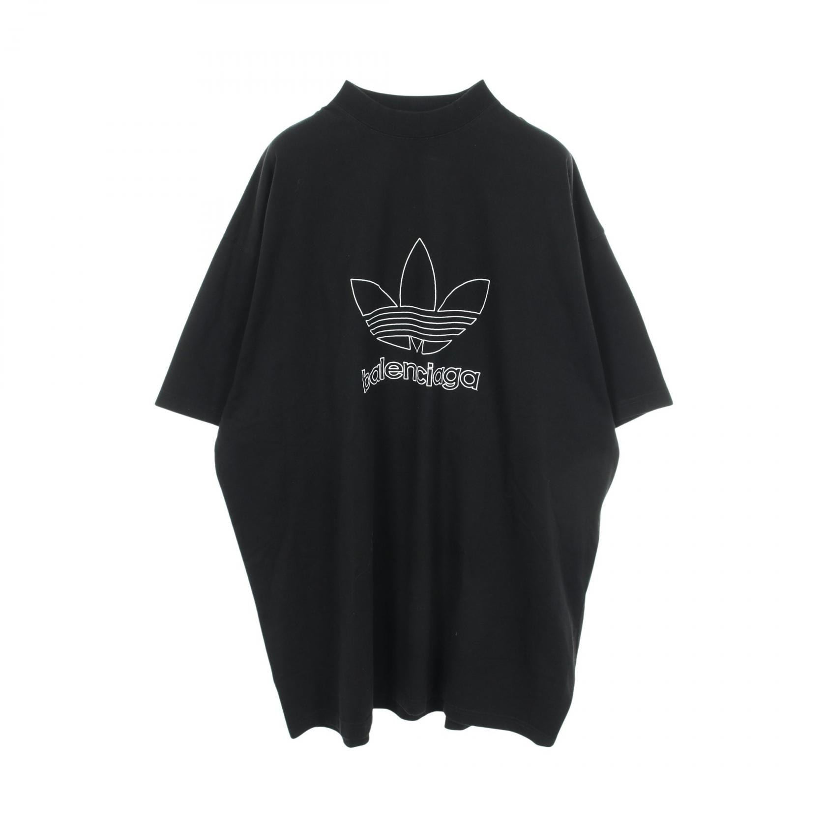 バレンシアガ BALENCIAGA BALENCIAGA × adidas オーバーサイズ 半袖Tシャツ 衣料品 トップス コットン メンズ ブラック系 723976 【中古】