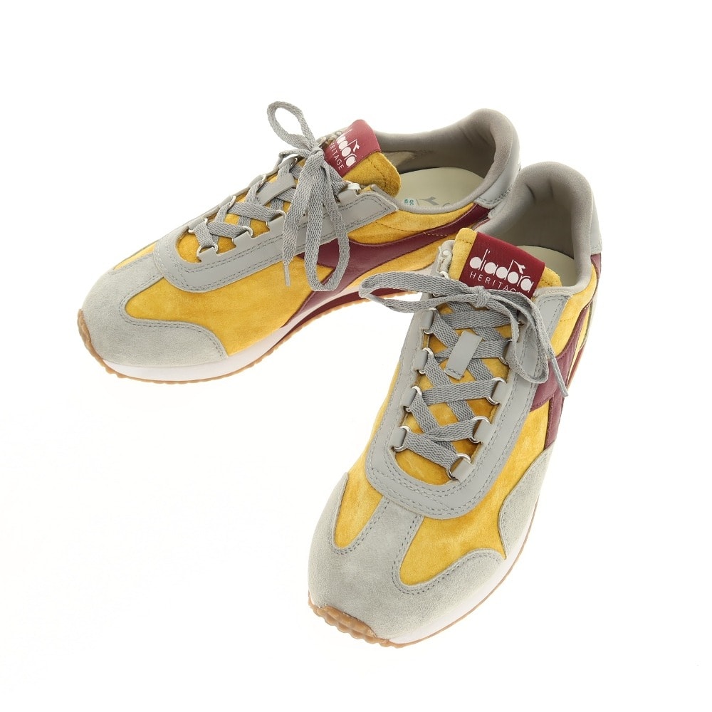 【中古】【未使用】ディアドラ Diadora EQUIPE '75 SW スエード レザー スニーカー グレーxイエロー【サイズ27】【メンズ】