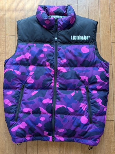 A BATHING APE Color Camo Down Vest "Purple"