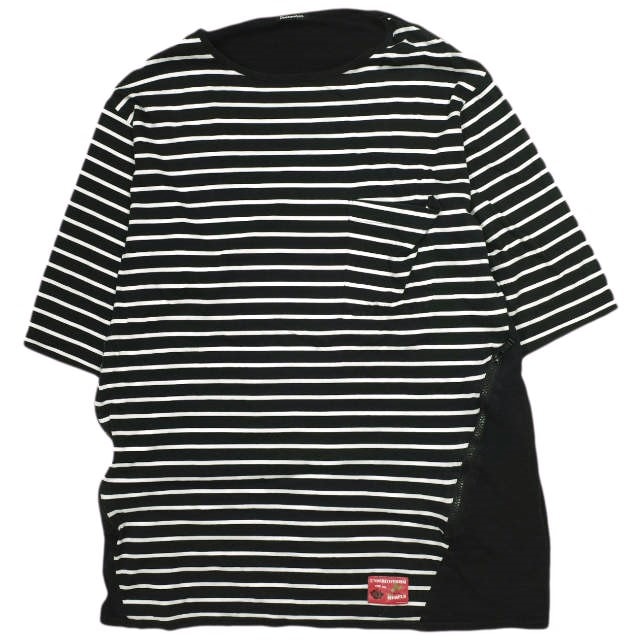 UNDERCOVERISM アンダーカバイズム 23SS 日本製 前ボーダー後ムジ切替半袖CS パネル切り替えオーバーサイズTシャツ UI1C4807 3 BLACK 半袖 アンダーカバー トップス g23747