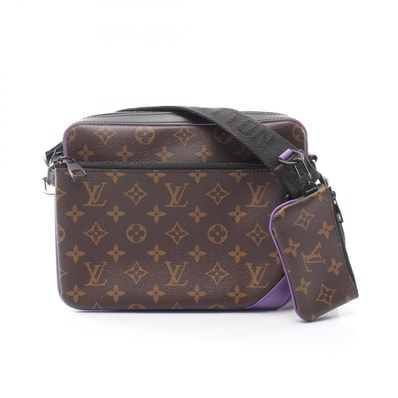 ルイ・ヴィトン LOUIS VUITTON トリオ メッセンジャー ショルダーバッグ バッグ PVCコーティングキャンバス レザー モノグラム・マカサー パープル メンズ ブラウン系 / ブラック系 / パープル系 M46266 【中古】