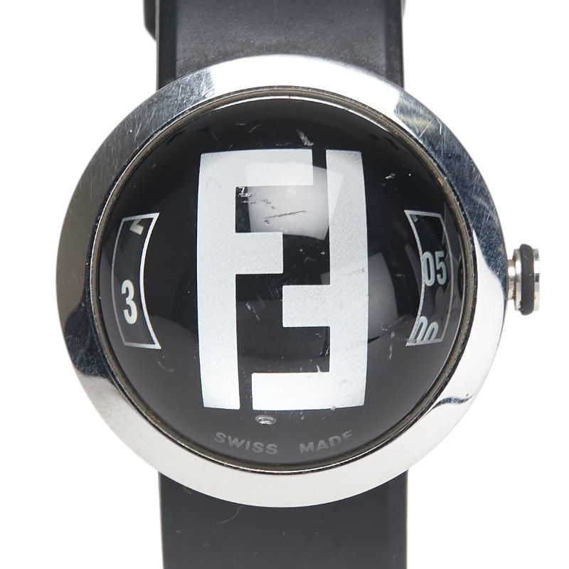 フェンディ ブースラ 腕時計 8010G クオーツ ブラック文字盤 ステンレススチール ラバー レディース FENDI 【中古】